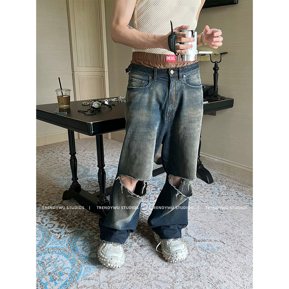 自制牛仔裤自制新品破洞