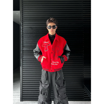 TRENDYWU校园街头摇滚恶魔棒球服