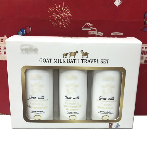 临期波兰进口山羊奶身体乳液/清爽沐浴露/去屑清爽洗发露旅行套装