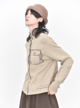 还有山勾线提花几何假口袋撞色排扣高领高密打底针织衫6756开衫