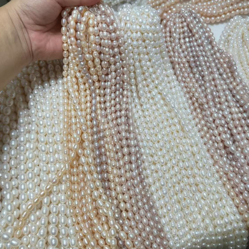 20颗无核淡水珍珠DIY米形散珠