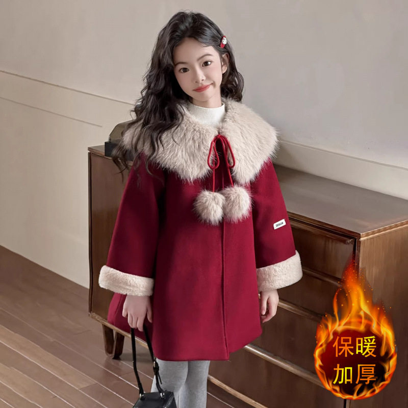 童装女童新年服外套加绒加厚