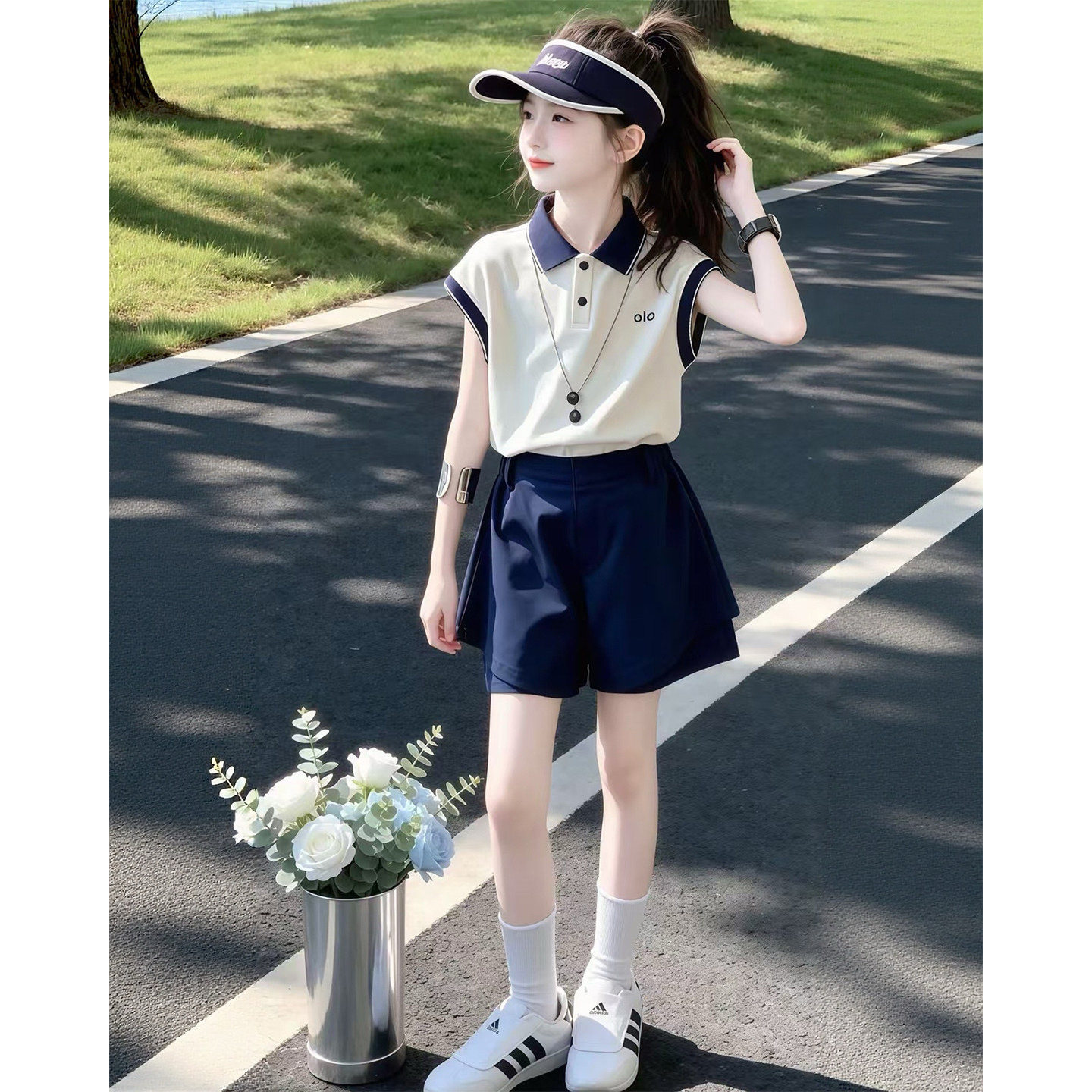 女童夏装短裤POLO衫两件套2026