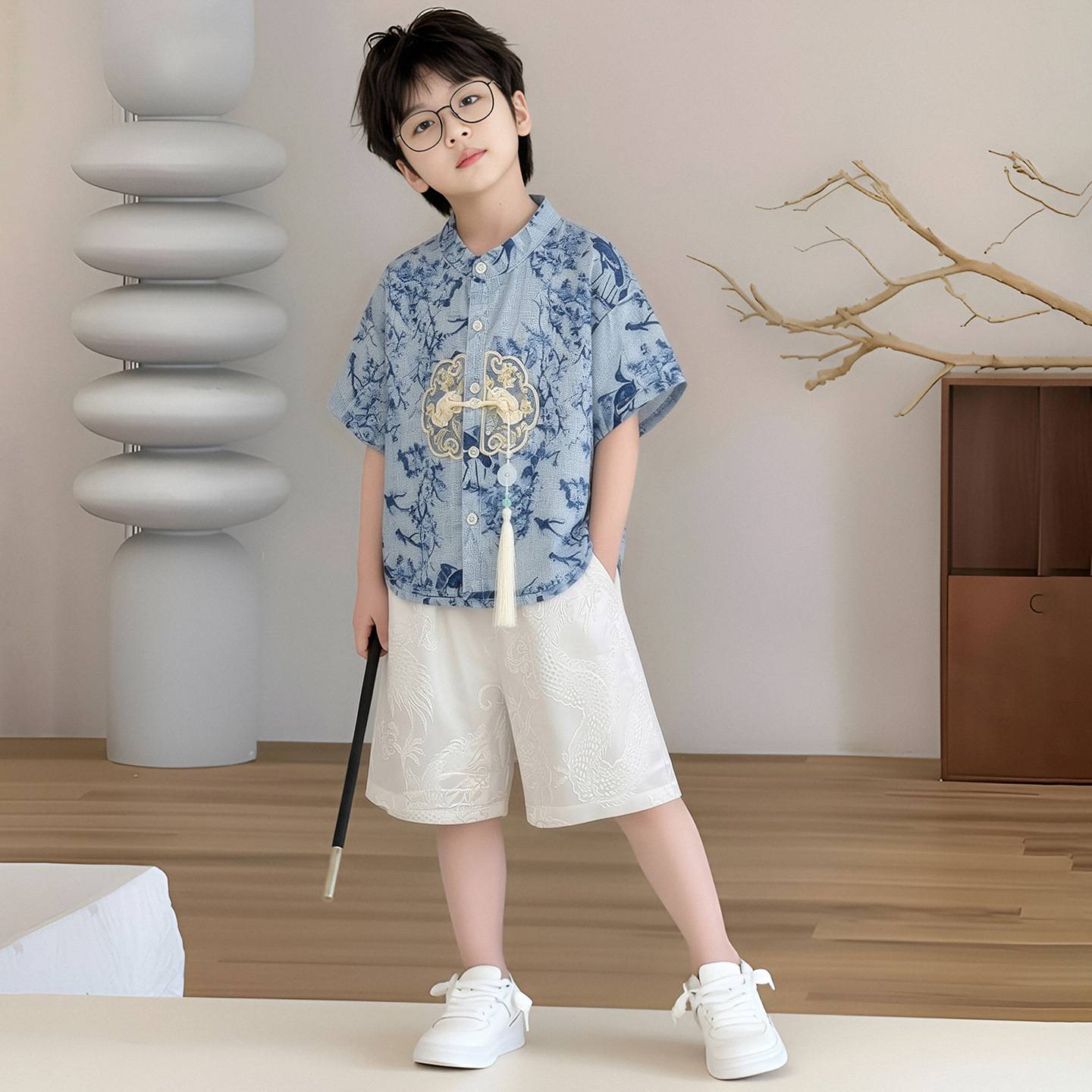 男童新中式汉服套短袖夏季中国风
