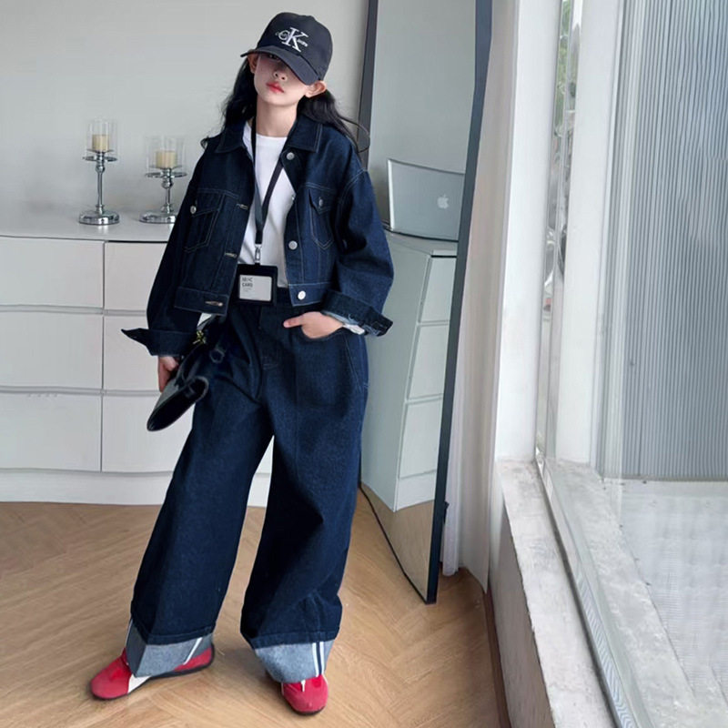 女童牛仔套装春装2026新款儿童