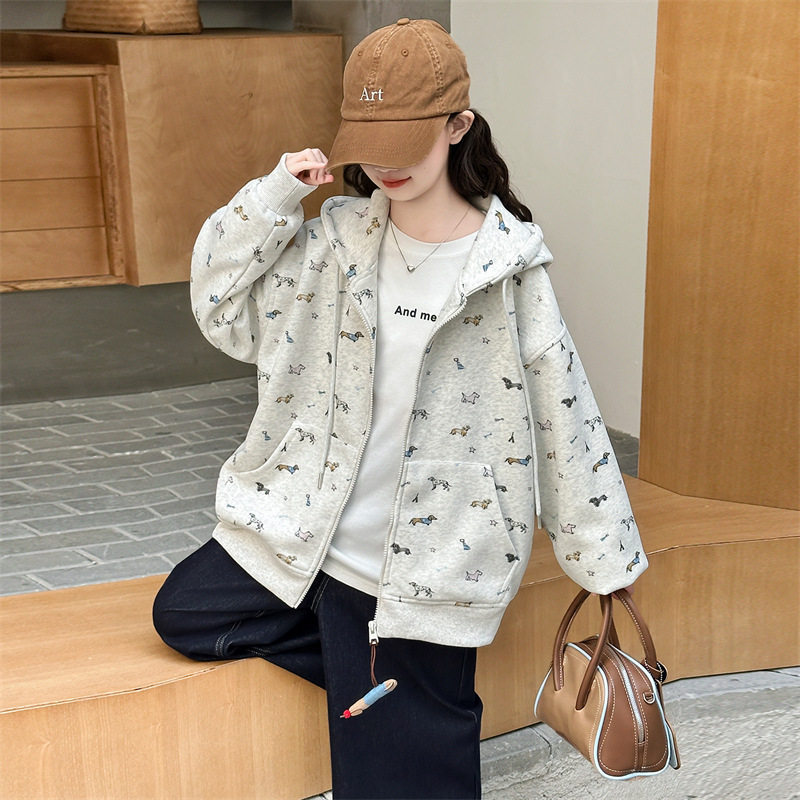 女童春秋款韩版休闲连帽棒球服