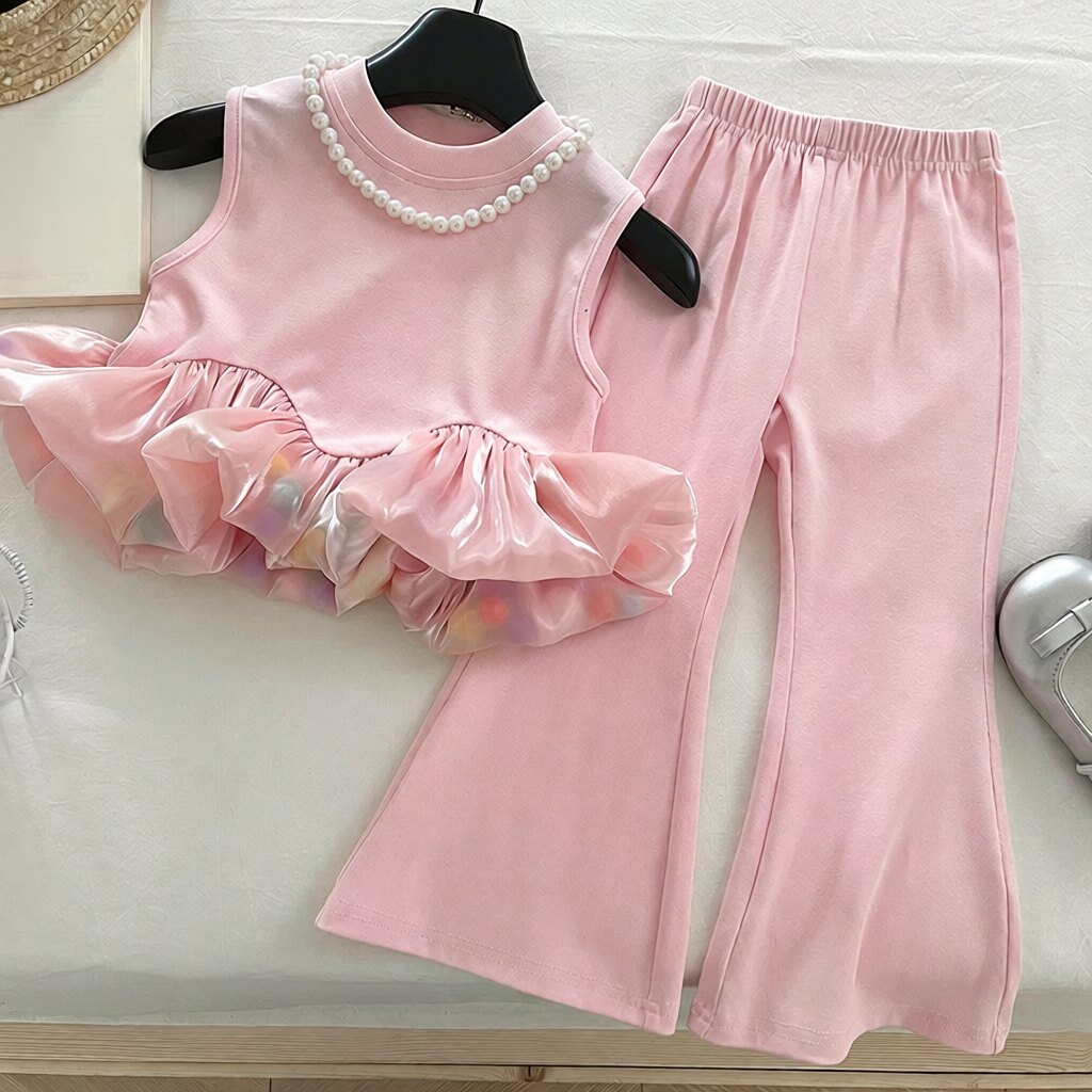 女童无袖拼接背心套装夏款新款