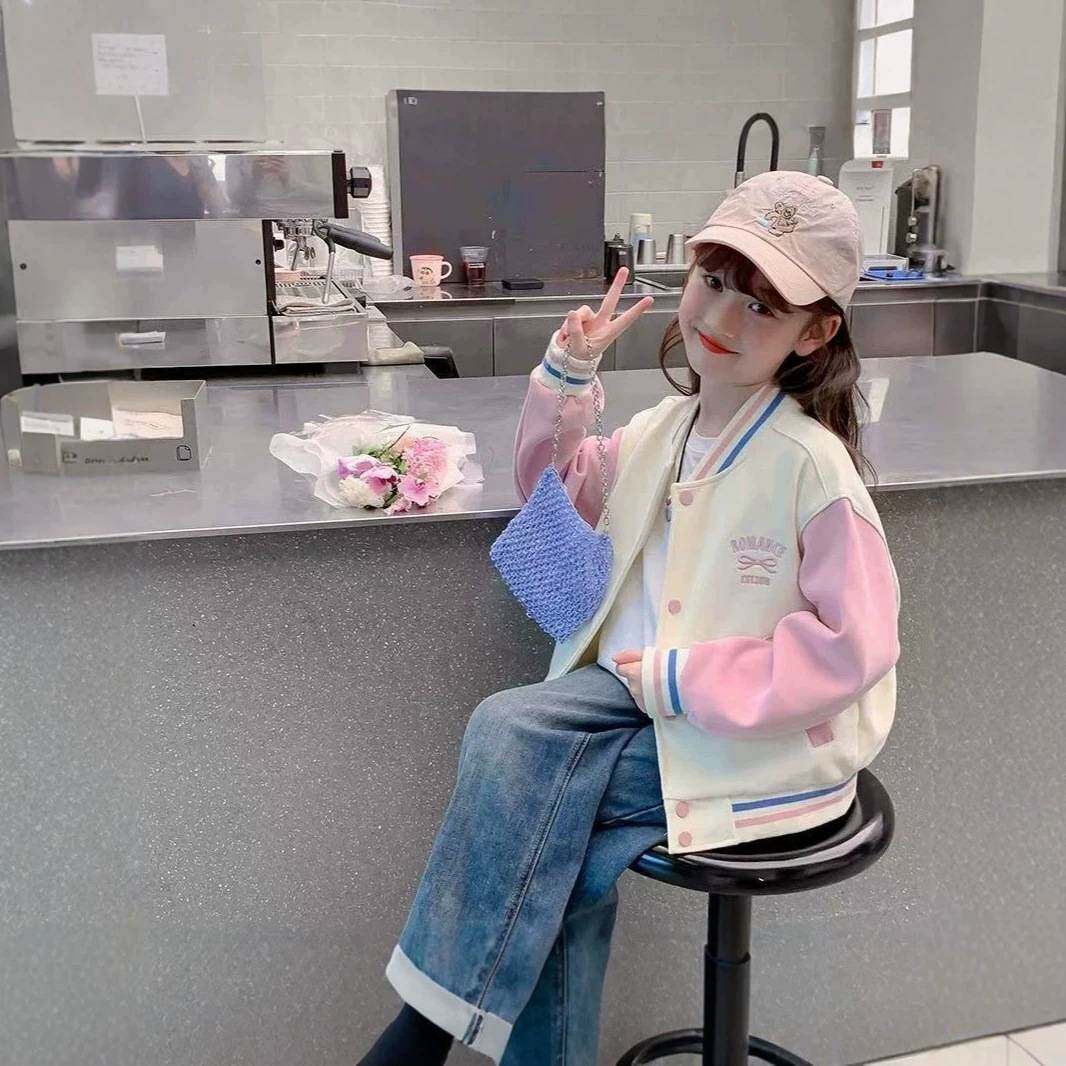 新款女童外套秋装儿童加绒棒球服