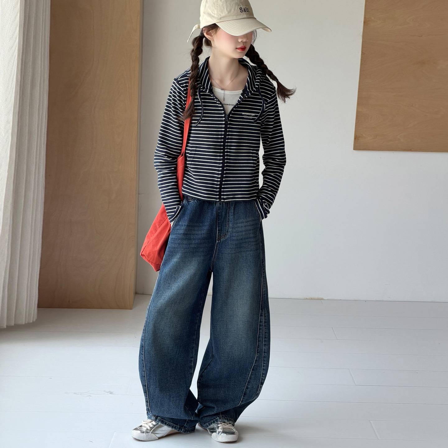 女童春秋款假两件打底衫外套2026