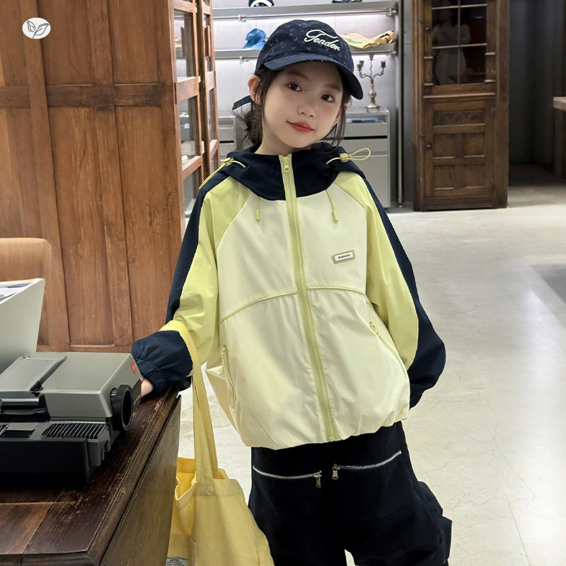 女童外套2026秋季新款中大童撞色