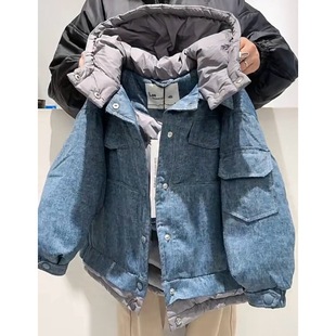 【现货】男女童2025秋冬季韩版新款连帽牛仔夹棉外套童装休闲上衣