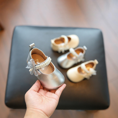 小童可爱珍珠蝴蝶结公主鞋