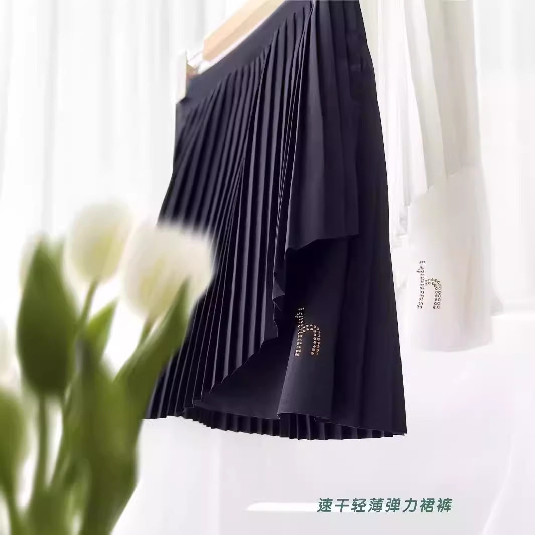 儿童纯色运动百褶裙春夏季中大童女童轻薄速干透气网球裙半身裙裤