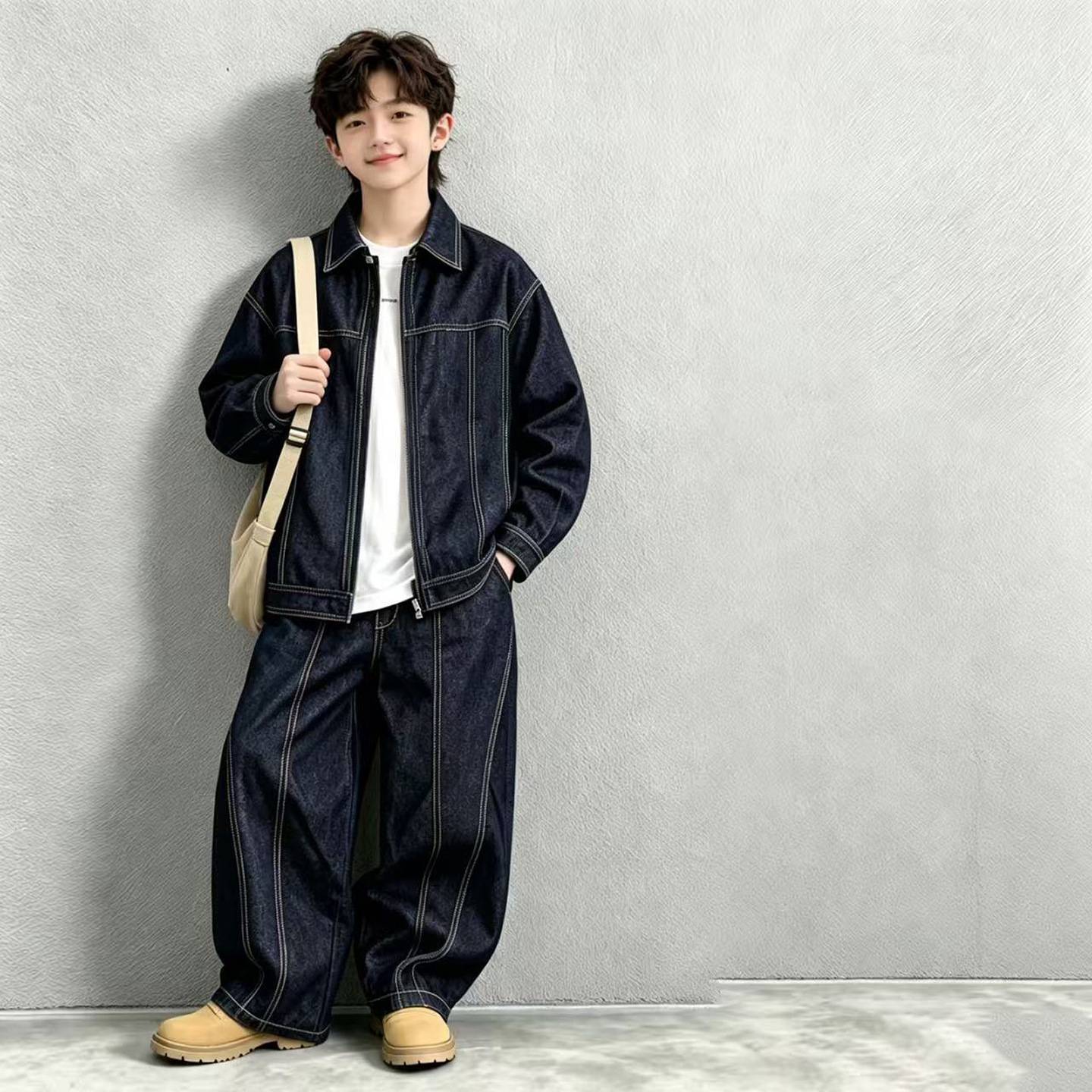 男童牛仔套装2026新款中大童男孩