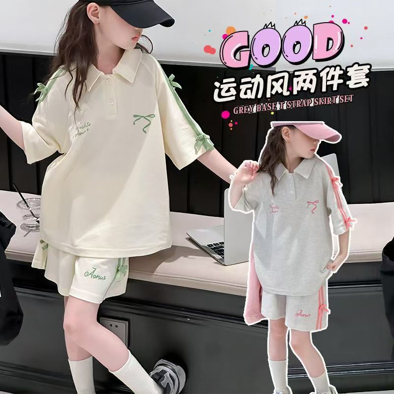 童装夏季女童套装中大童蝴短袖