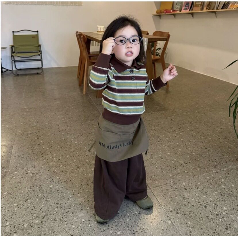 女童秋季新款套装儿童韩版条纹长袖打底衫上衣百搭屁帘宽松休闲裤