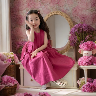 高级感纯棉女童连衣裙夏季裙子韩系儿童公主裙大童无袖薄款背心裙