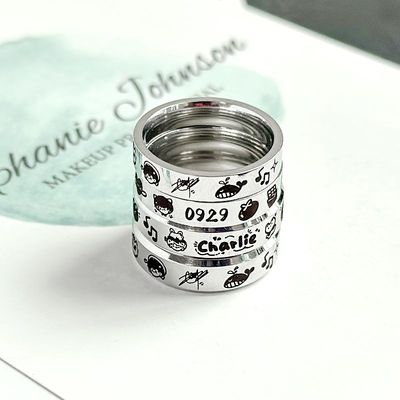 男女通用钛钢日韩免费刻字戒指