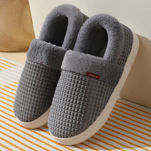 棉鞋 包跟家居室内防滑保暖加绒情侣家用学生宿舍大码 男冬季 棉拖鞋