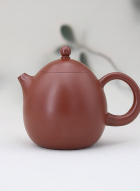 【吴炫杰.龙蛋壶100CC】潮州朱泥手拉壶全手工茶壶单丛茶小冲罐