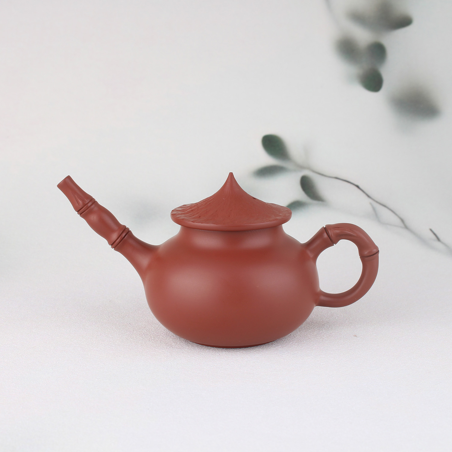 潮州朱泥手拉壶章思林陈年老朱泥纯手工茶壶原矿茶冲罐渔翁泡茶壶