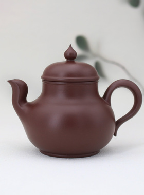 【王培鑫.迦蓝壶】潮州紫朱泥黑金刚手拉壶工夫茶纯手工茶壶110cc