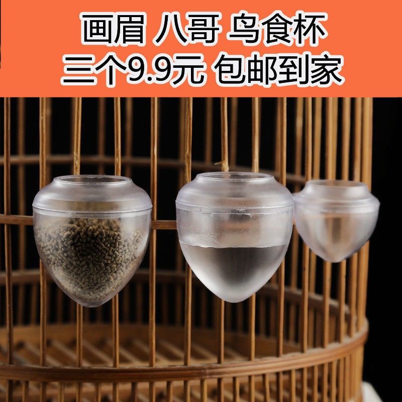 鸟笼配件画眉鸟八哥鸟鸟笼杯鸟食杯防洒防i甩透明杯新型加大食罐