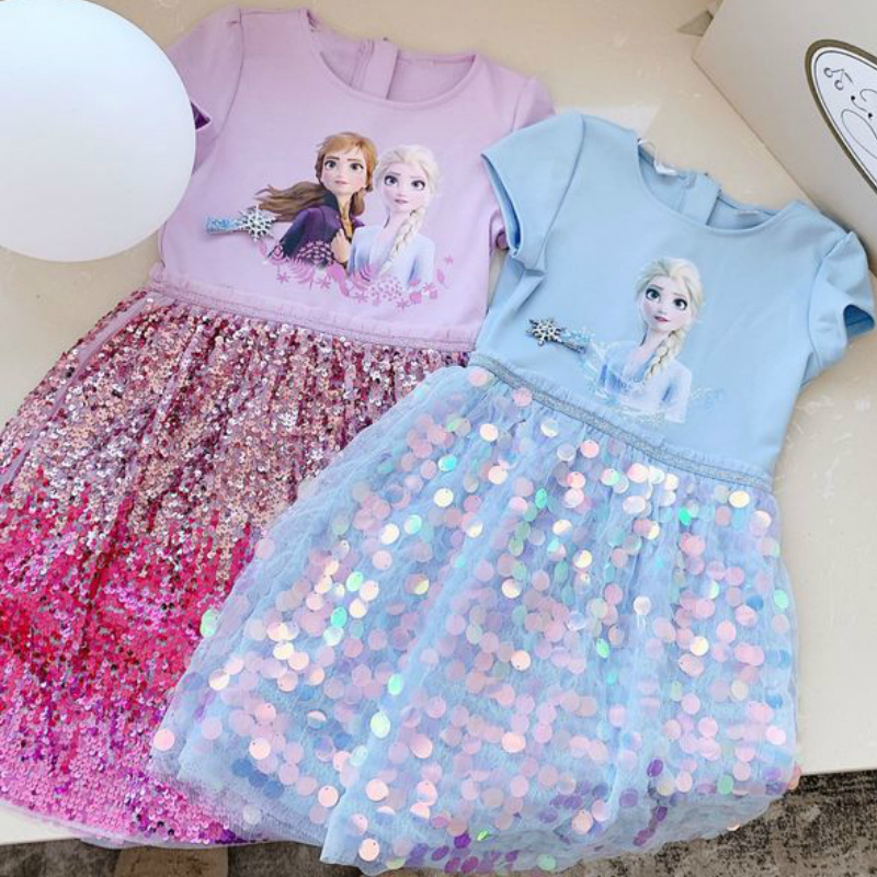 Kids Dress 2021 New Cotton Spring and Summer Frozen Girls P