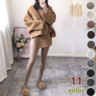 棉咖啡色燕麦白卡其色日系连裤 袜秋冬加绒加厚连脚九分打底丝袜女