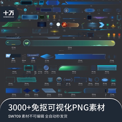 数据可视化平台大屏UI组件库边框B端界面科技素材免扣png图片素材