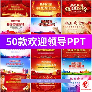 简约高端大气开场红色热烈欢迎领导莅临指导检查工作PPT课件模板