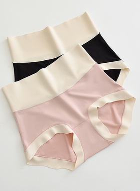 日系撞色拼接高腰收腹无痕内裤女夏季薄款莫代尔亲肤包臀三角裤头