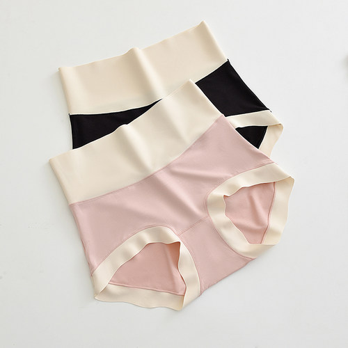 日系撞色拼接高腰收腹无痕内裤女夏季薄款莫代尔亲肤包臀三角裤头 - 封面