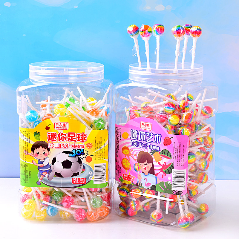 迷你棒棒糖彩虹糖七彩糖儿童零食罐装水果混合口味组合装便宜糖果