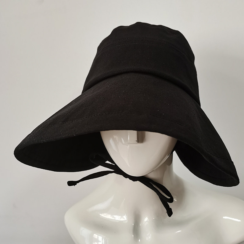 新品夏天防紫外线棉麻透气遮阳帽子女士空顶宽檐防晒盆帽鸭舌遮脸