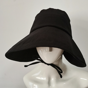 新品夏天防紫外线棉麻透气遮阳帽子女士空顶宽檐防晒盆帽鸭舌遮脸