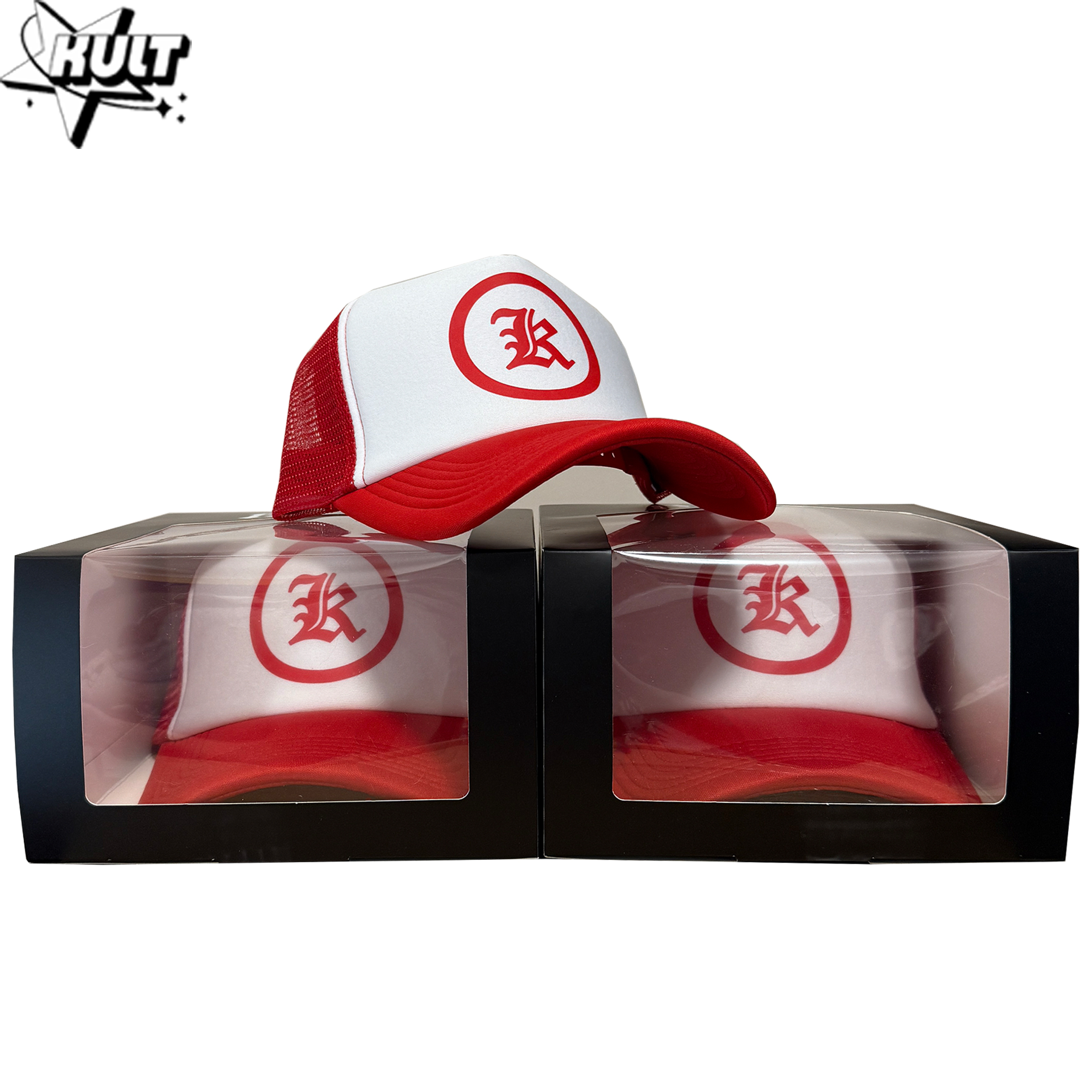 Kult原创新款红色卡车帽嘻哈美式复古街头棒球帽男女同款鸭舌欧美