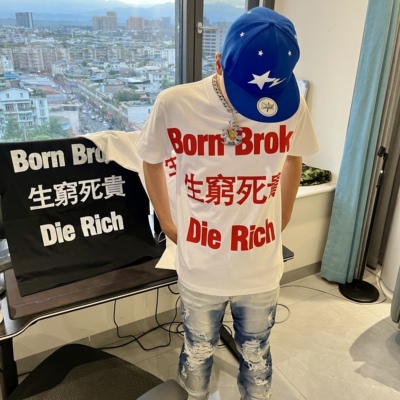 Kult 字母标语短袖纯棉宽松基础百搭休闲圆领黑白T恤时尚流行男女