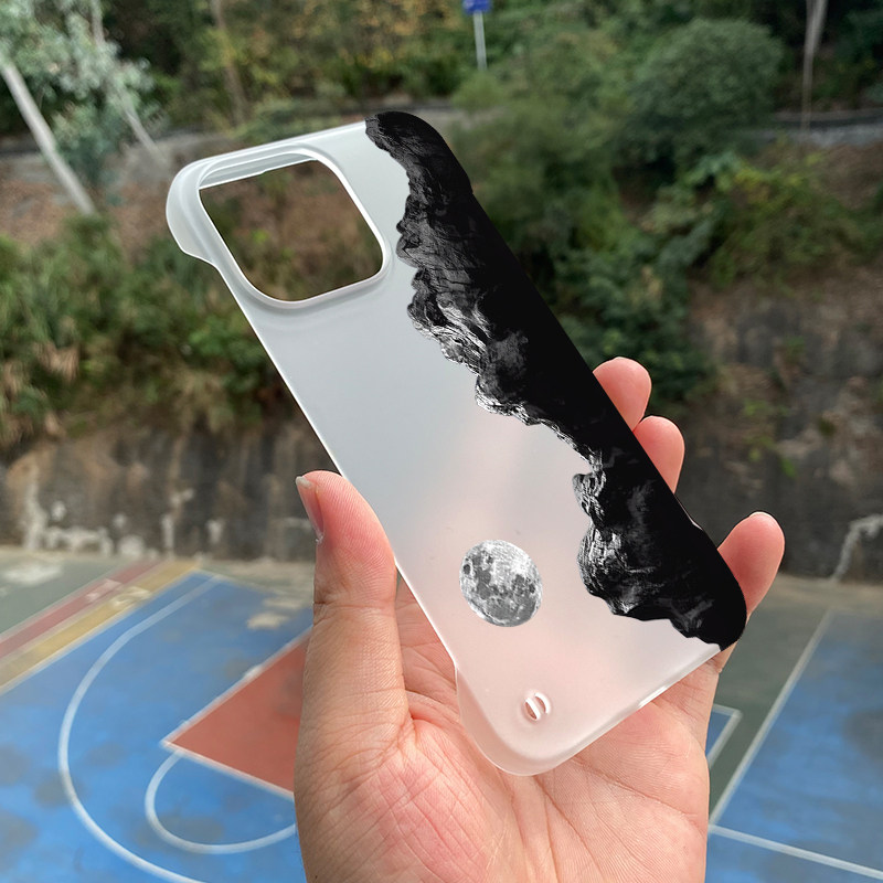 适用于苹果15promax手机壳x个性创意半包无边框硬壳套iPhone14pro/13pro磨砂情侣12mini半透明亮