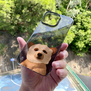 适用于苹果15promax手机壳恶搞蒙面小狗iPhone14pro/13promax透明超薄无边框硬壳11pro/xr情侣男女13mini磨砂