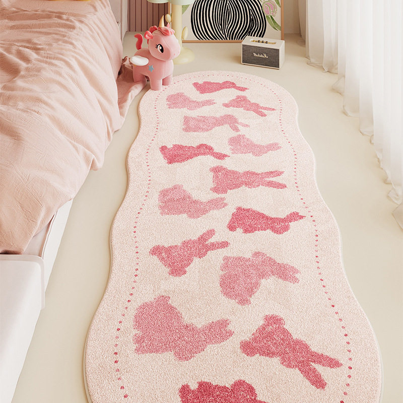 卡通粉色兔子床边毯卧室仿羊绒地垫心女孩房间床前毛绒地毯,居家布艺,床边毯,淘宝优惠券,粉丝福利购,淘宝优惠卷
