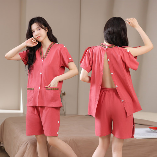 艾灸服纯棉前后开扣理疗专用衣服