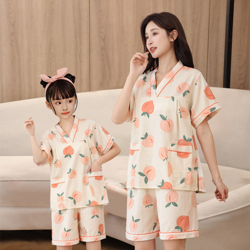 儿童汗蒸服女纯棉亲子装洗浴服
