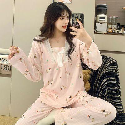 月子服春秋产后孕妇哺乳期喂奶睡衣产妇住院胸垫外穿上掀薄喂奶夏