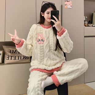 冬季法兰绒哺乳月子服秋冬产后珊瑚绒怀孕期薄绒产妇喂奶加厚春秋