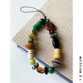 {鱼耳Museum}原创自制复古绿天然石串珠百搭手机挂绳ccd相机挂链