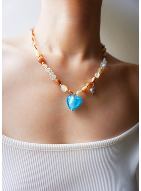 天然贝壳{鱼耳Museum爱心吊坠