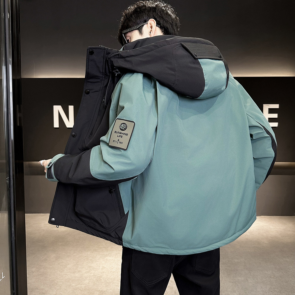 店主风2025年连帽重工拼接潮流羽绒服男YR6036-P235控298,男装羽绒服,电商D240-242