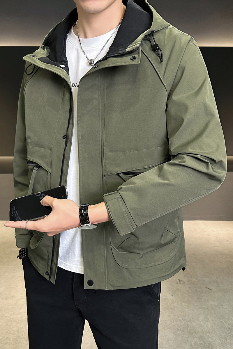 店主风2025年春季新款夹克潮牌工装连帽外套男JK9205-P90控129,男装夹克,电商D240-242