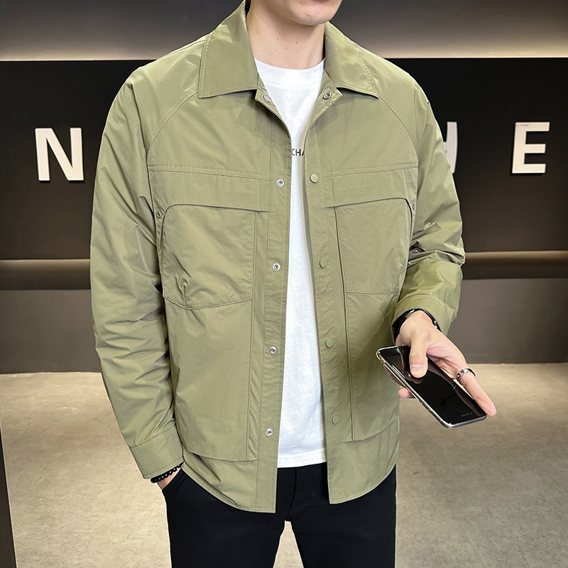 店主风2025春季新款潮牌外套衬衫领帅气男夹克JK9218-P90控129,男装夹克,电商D240-242